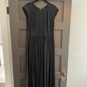 Rebecca Taylor Long Black Pleated Maxi Dress | Size 10